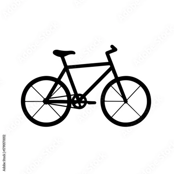 Fototapeta Standard bicycle vector graphic depicting two-wheeled pedal vehicle used for travel, fitness, commuting, and recreational mobility