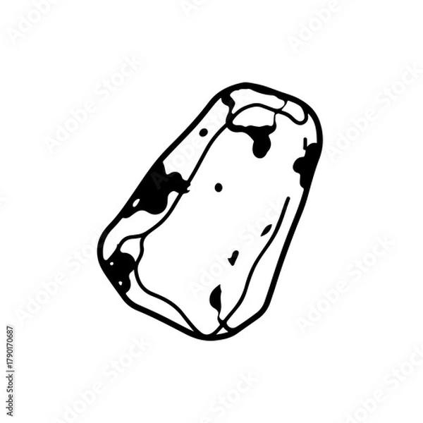 Fototapeta Natural raw mineral rock vector outline illustration for geology diagrams, scientific study materials, and natural resource reference