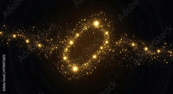 Fototapeta Abstract pattern of glowing golden lights on a dark background