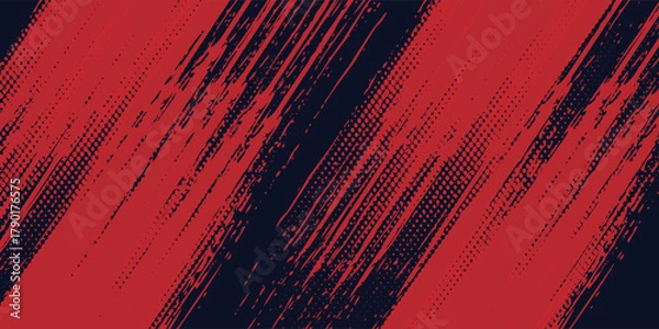 Fototapeta Halftone dots red and blue color pattern gradient grunge texture background. Dot pop art comic sport style vector illustration. grunge vector dots