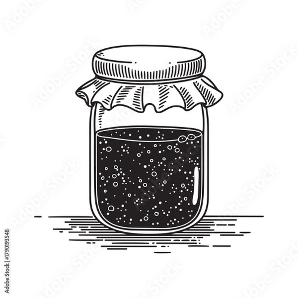 Fototapeta Line Art Illustration of a Jar of Preserves