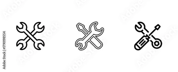 Fototapeta Professional Tool Icons Set  – Wrench & Screwdriver Outline on Transparent Background Illustration Vector. tools, wrench, screwdriver, repair icons, vector tools, minimal icons, outline icons ...