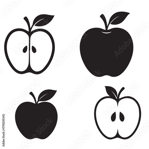 Obraz Apple silhouette  clean vector with white background 