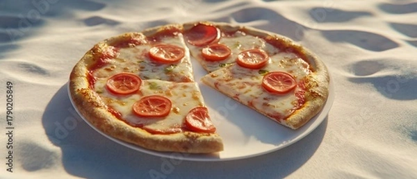 Obraz Gourmet Pizza Slices with Fresh Tomatoes