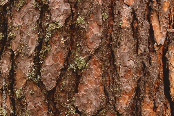 Obraz Old wood bark texture or background. Red pine tree