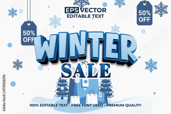 Fototapeta Winter Sale Editable Text Effect in Blue Style Theme