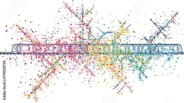 Fototapeta Colorful Abstract Subway Train Vector Illustration