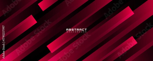 Fototapeta 3D red geometric abstract background overlap layer on dark space with diagonal lines effect decoration. Modern graphic design element stripes style concept for web, art, flyer, card, or brochure cover