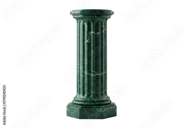 Obraz Isolated green marble Doric column antique style, classical art pedestal stand decoration