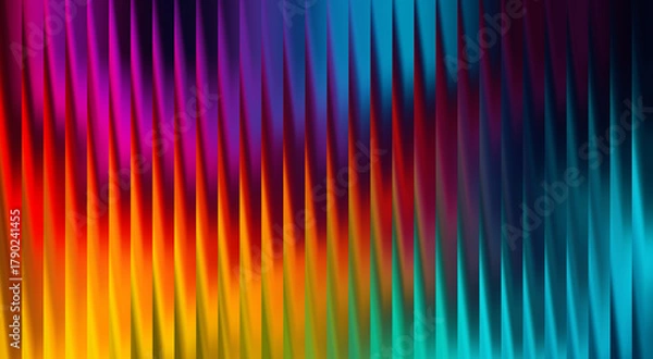 Fototapeta Abstract and vibrant background with a rainbow gradient featuring vertical lines creating a dynamic pattern