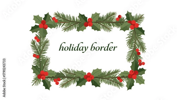 Obraz Christmas Border Design, Holiday Decor, Festive Frame, Seasonal Graphics, Vector Art