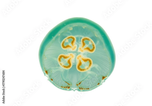 Obraz Isolated Jellyfish with Four Leaf Clover Pattern Inside, Marine Biology Specimen, Underwater Life