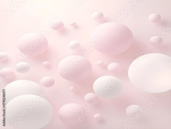 Obraz Floating Spheres: Soft Pastel Pink 3D Composition