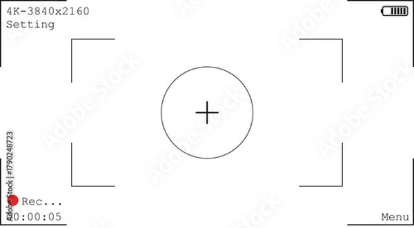 Fototapeta video recording screen camera viewfinder display on isolated transparent display 