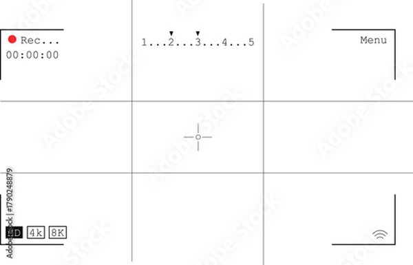 Fototapeta video recording screen camera viewfinder display on isolated transparent display 