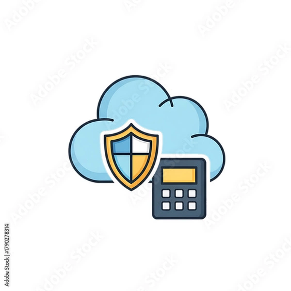 Fototapeta Cloud with shield representing cybersecurity and online protection.