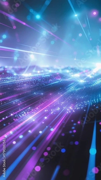 Fototapeta Abstract Virtual Reality Concept of Digital World Merging with Reality