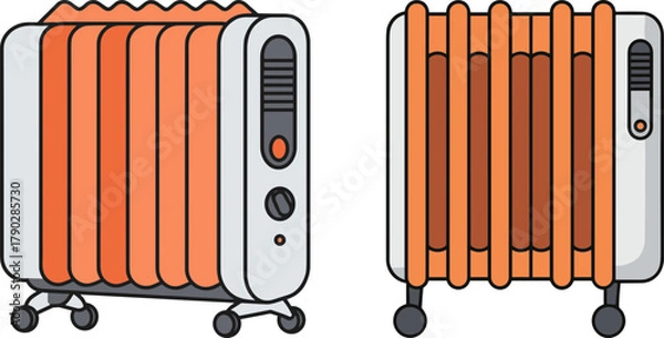 Fototapeta Electric heater with orange fins in modern design  