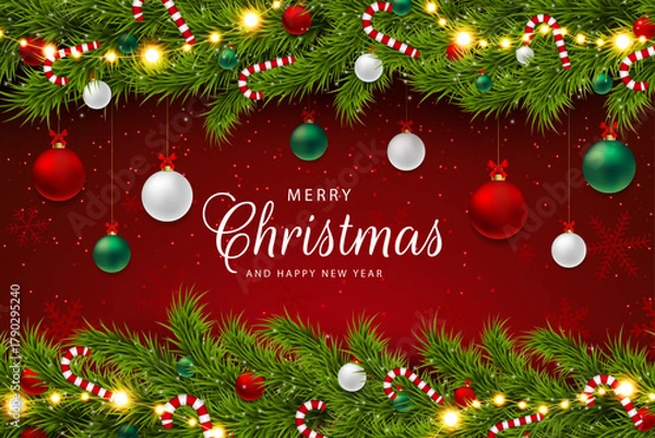 Fototapeta christmas background with christmas tree vector illustration