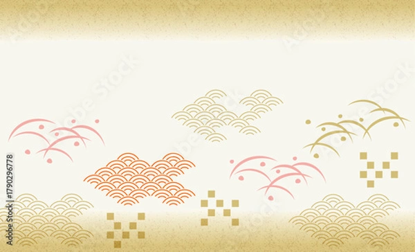 Obraz シンプルで可愛い日本の和柄背景イラスト
