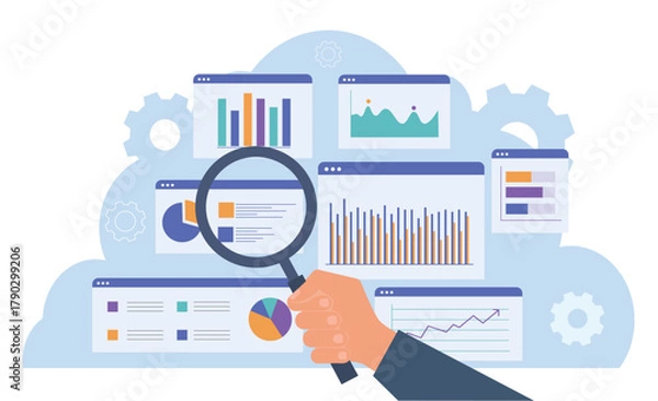 Fototapeta Business data analytics research concept. finance investment graph analysis report dashboard