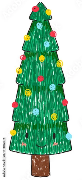 Obraz cute christmas tree drawing