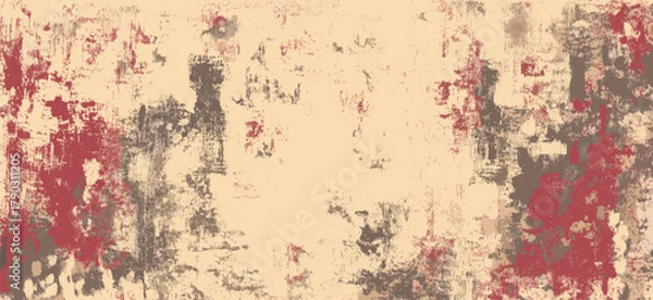 Fototapeta Grunge textured wall surface showing peeling paint and cracks. Vector grunge texture background or wallpaper