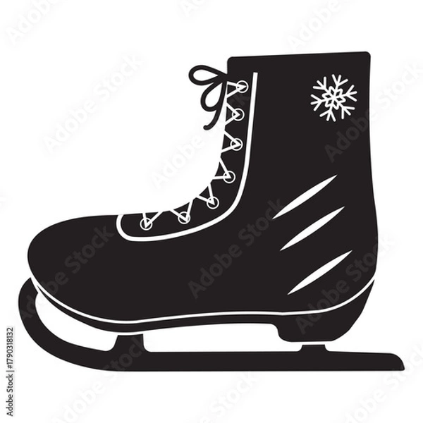 Fototapeta Isolated pair of winter sports shoes for speed skating competitions silhouette, icon