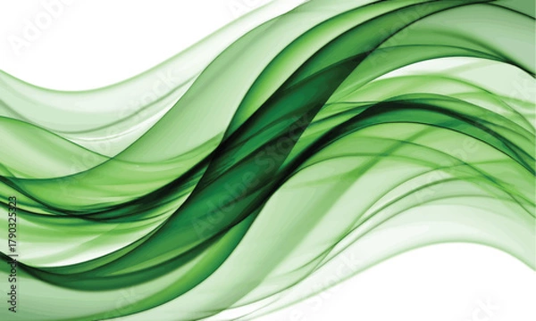 Fototapeta Elegant Green Abstract Wavy Lines Flowing Smoothly on a Clean White Background