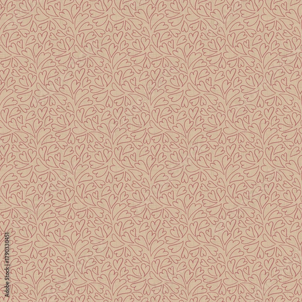 Obraz Seamless pattern with hand-drawn heart outlines in soft pink on beige background