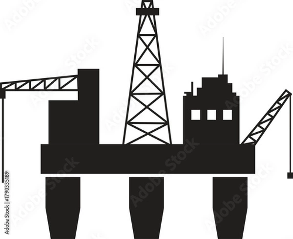 Obraz Offshore Oil Rig Platform Silhouette Vector