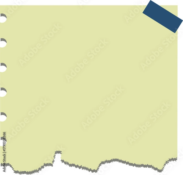 Fototapeta Blank Torn Notebook Paper with Blue Tape with vector illustration