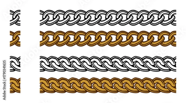 Obraz Curb Chain Seamless Pattern Frame Border Jewelry Vector Illustration