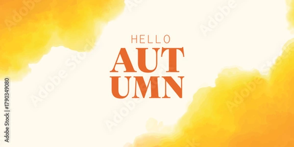 Fototapeta Abstract watercolor orange background. Vector illustration with autumn fall colors. Art backdrop for cards, invitations, web, social media, advertising, design