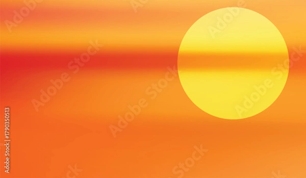 Fototapeta Gradient of sunset hues with a bright yellow circle evokes warmth, featuring orange and reddish undertones, creating a serene and modern abstract design for backgrounds