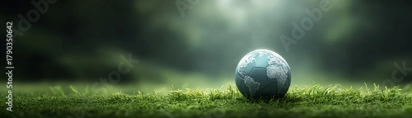 Obraz Hopeful globe of planet earth resting in green grass, concept for nature, environment, and future of our world