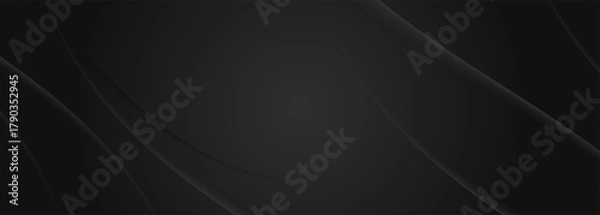 Fototapeta 3D black geometric abstract background overlap layer on dark space with waves shape decoration. Minimalist modern graphic design element cutout style concept for banner, flyer, card, or brochure cover