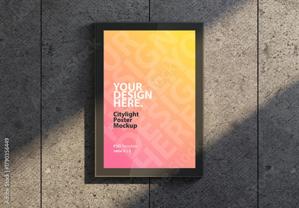 Obraz City light Poster Mockup on concrete wall front view