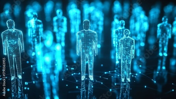 Obraz Digital human figures standing in a network environment concept of artificial intelligence