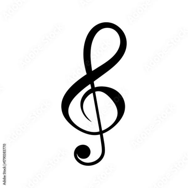 Fototapeta Minimal Treble Clef Forming Heart Symbol for Music Lovers Line Art Vector illustration
