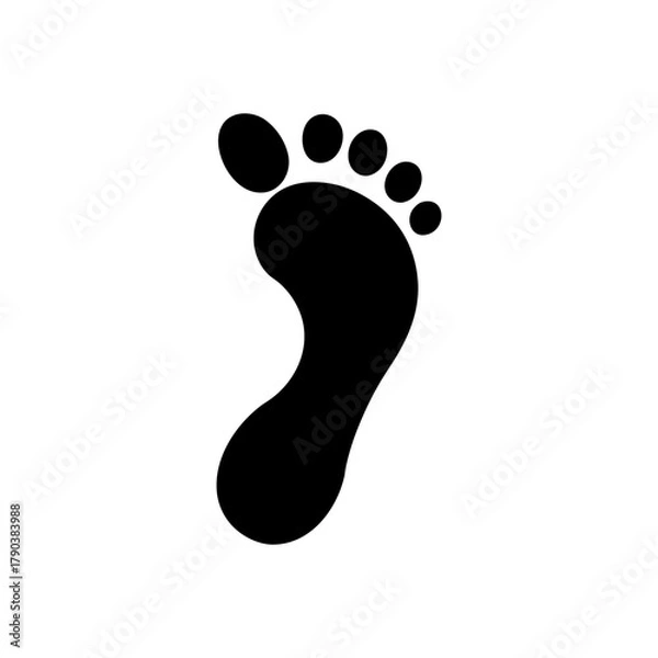 Fototapeta Minimal Right Foot Imprint Track for Walking or Fitness Icon Line Art Vector illustration