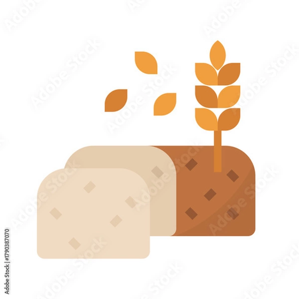 Obraz wheat bread flat vector illustration isolated on white background