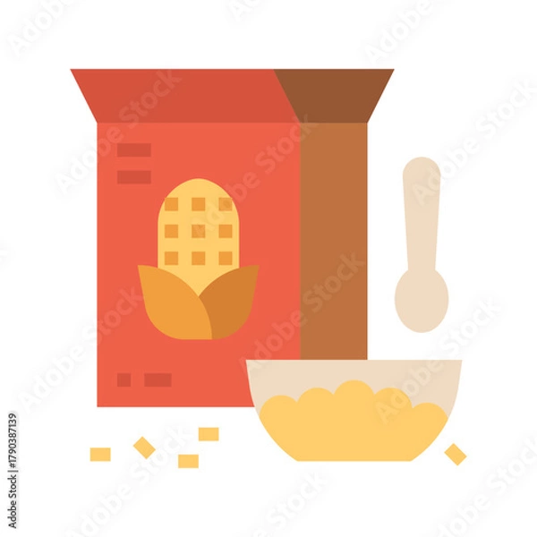 Fototapeta Cereal flat vector illustration isolated on white background
