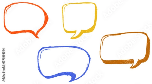 Fototapeta Large Speech Bubbles Crayon Chalk Drawing Doodle Vector Set