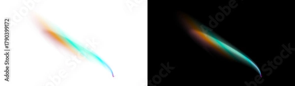 Fototapeta PNG image of Abstract colorful light streak effect on black and white background for graphic design resource use