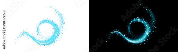Fototapeta PNG image of Abstract light trail effect vector design with glowing particles on white and black backgrounds isolated
