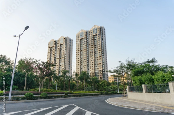 Obraz Road with modern building background during rush hour