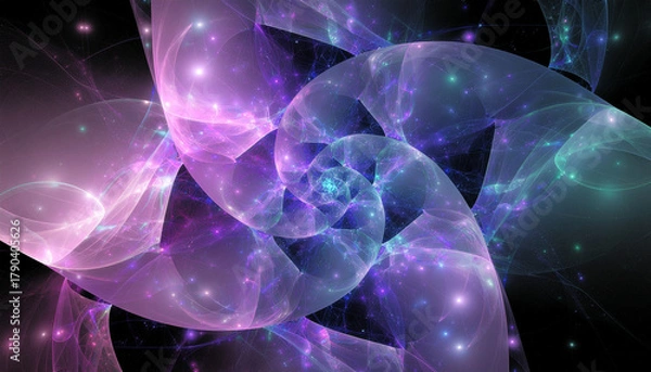 Fototapeta Fractal Bloom of Light – Abstract Energy and Digital Flower Illustration in Violet and Blue