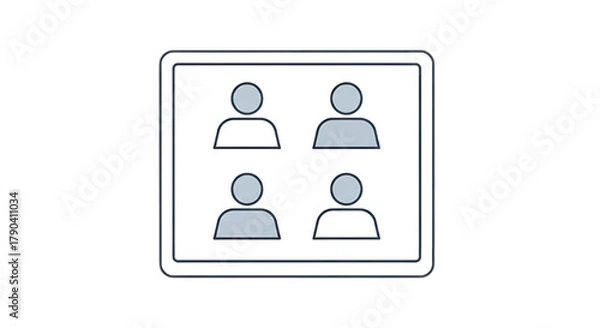 Fototapeta Digital display shows four abstract user icons, representing teamwork or online community.