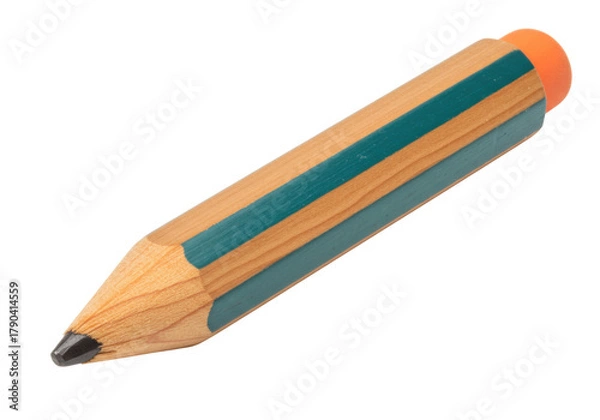 Obraz Isolated closeup of a sharpened drawing pencil with a flat eraser and wooden exterior